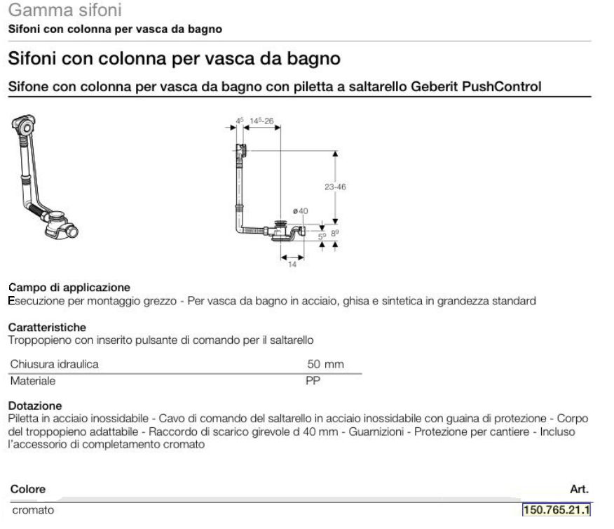 sifone per vasche geberit