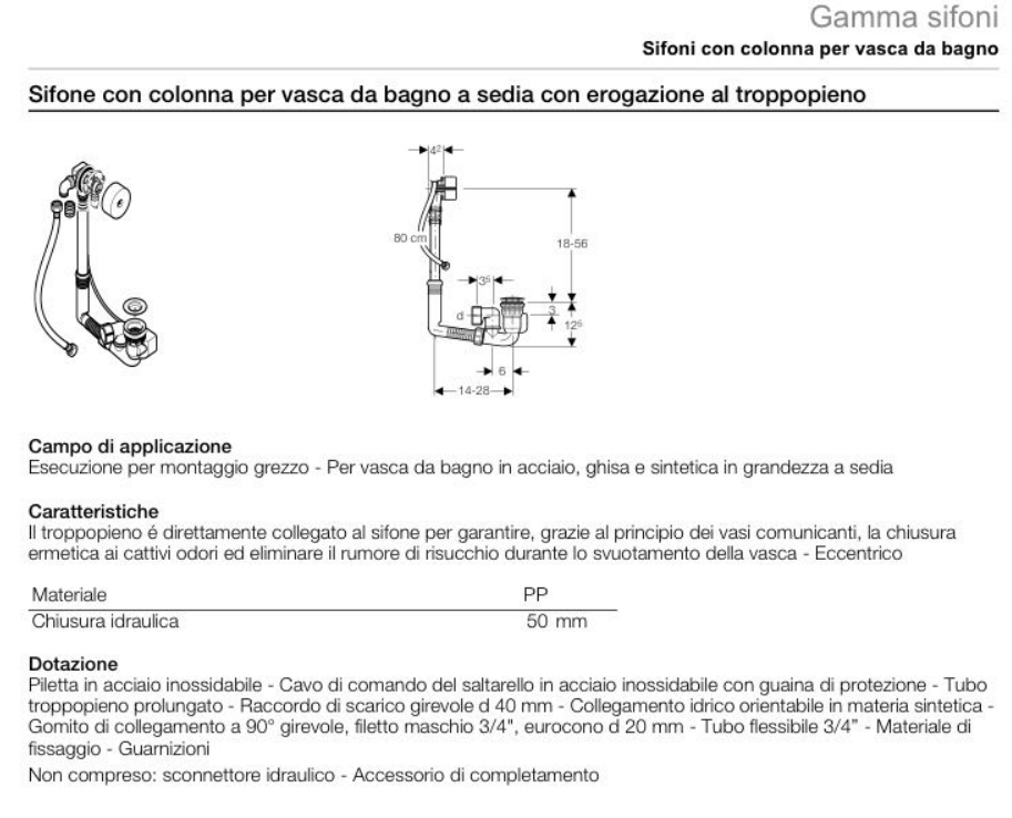 sifone vasca da bagno