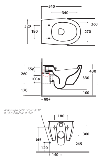 Distanza tra water e bidet. interesting sezione vaso dea di ideal ... Distanza water bidet
